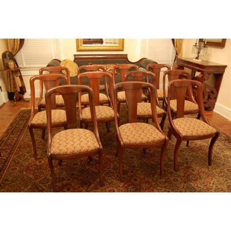 Baker Empire Style Mahogany Dining Room Chairs Set Of 11 Chairish