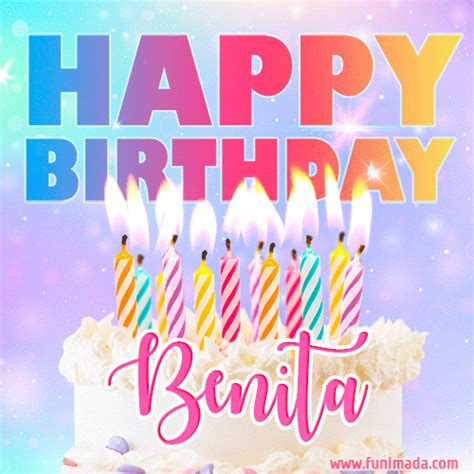 Animated Happy Birthday Cake With Name Benita And Burning Candles