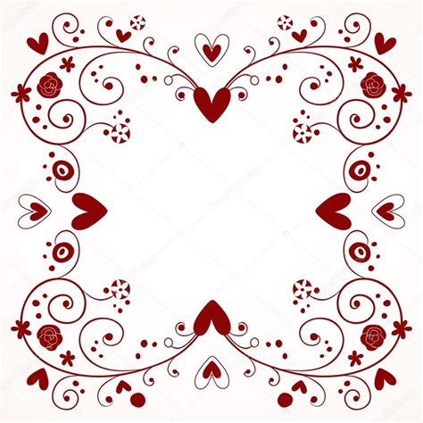 Decorative Frame With Hearts And Flowers — Stock Vector © Aliasching