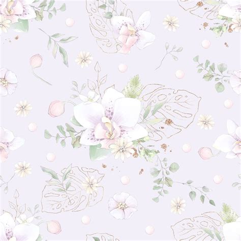 Premium Photo Seamless Pattern Spring Delicate Orchid Flowers