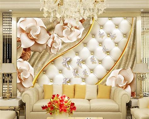 Beibehang Custom Living Room Bedroom Murals 3d Luxury Golden Flower
