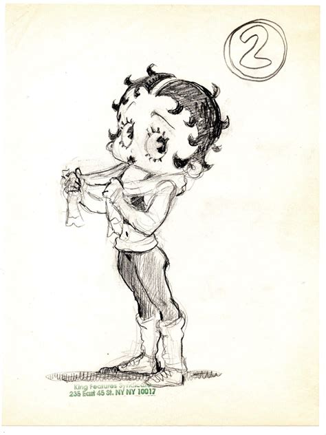 VTG 1970 S BETTY BOOP ORIGINAL PENCIL SKETCH DRAWING WITH KING