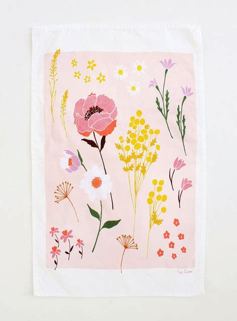 Pink Floral Dishtowel By Lisa Rupp Design Contemporary Dish Towels