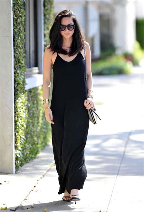 How To Wear A Black Slip Maxi Dress Like Olivia Munn