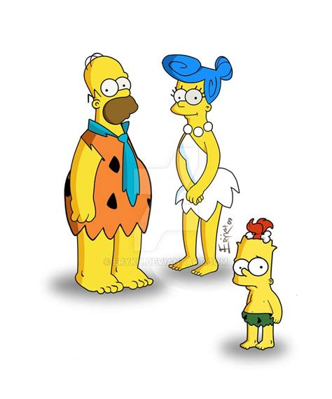 Simpsons Meet Flinstones By Erykh On Deviantart Simpsons Drawings