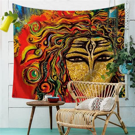 Abstract Trippy Psychedelic Bohemian Boho Indian Tapestry Wall Hanging