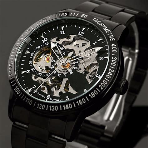 Fashion Men S Brand Sport Watch Stainless Steel Skeleton Automatic