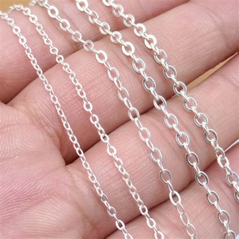 Sterling Silver Flat Cable Chain Bulk Hammered Cable Chain Etsy Australia
