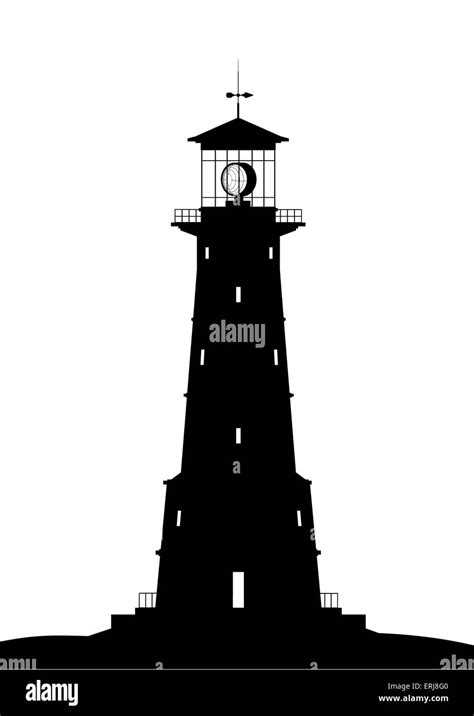 Lighthouse Silhouette Black Isolated On White Stock Vector Image