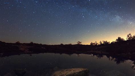 Starry Sky Lake Night Horizon Reflection 4k Starry Sky Night Lake