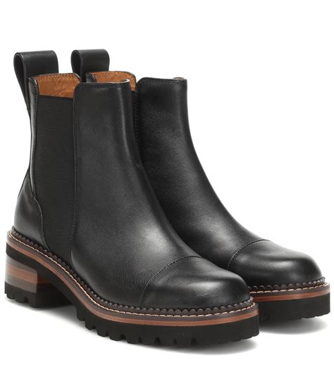 See By Chloé Mallory Leather Ankle Boots In Nero Black Lyst