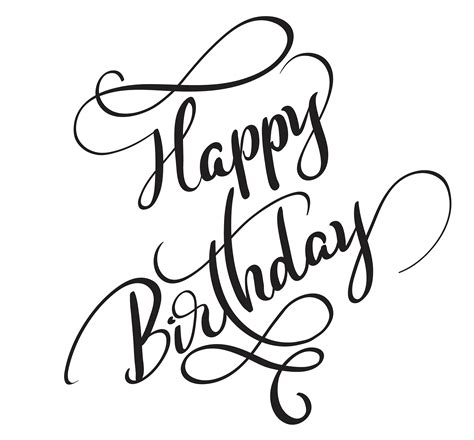 Happy Birthday Words Isolated On White Background Calligraphy Lettering Vector Illustration EPS