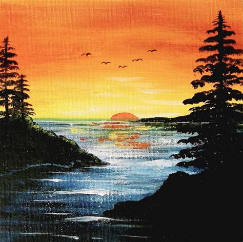 Acrylic Painting Tutorial Sunset Landscape Painting Sunset Landscape Painting Landscape