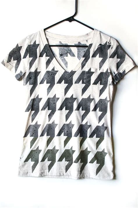 Diy Houndstooth Stenciled Shirt Transient Expression Clothes Diy