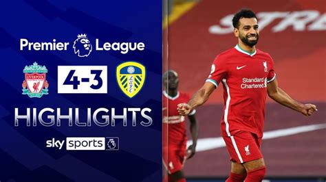 Mohamed salah (liverpool) left footed shot from the centre of the box. Liverpool 4 - 3 Leeds - Match Report & Highlights