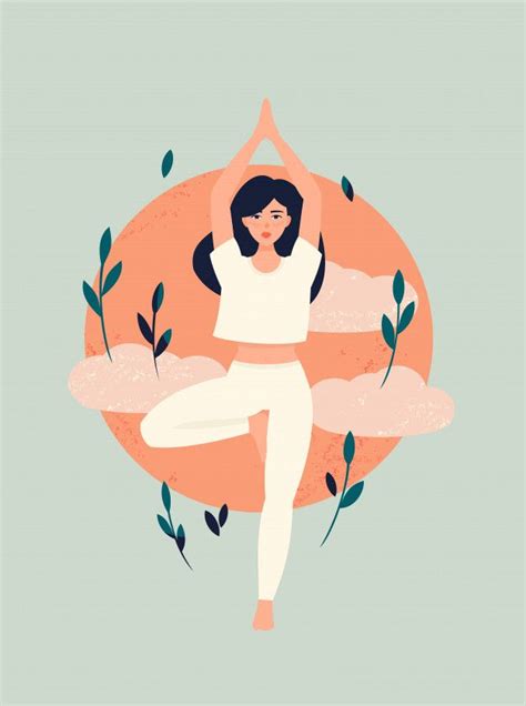 Yoga Tree Pose Pose Yoga Yoga Cartoon Girls Cartoon Art Yoga