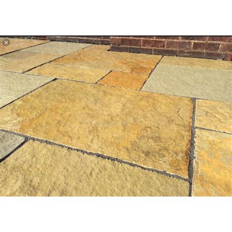 Yellow Limestone Calibrated Mixed Size Paving Slabs 18m² Pack
