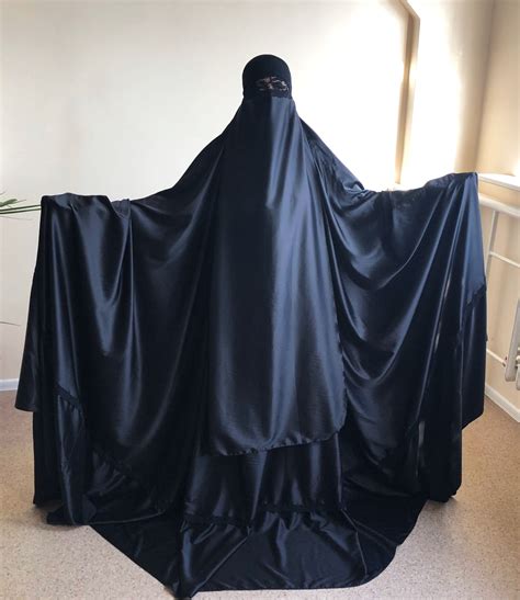 Black Long Burqa Muslim Noir Niqab Islamic Hijab Hajjie Etsy Australia