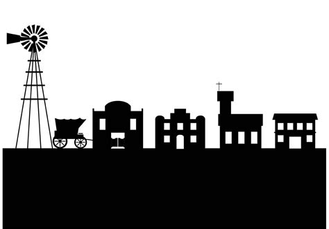Old West Town Silhouette Download Free Vector Art Stock Graphics