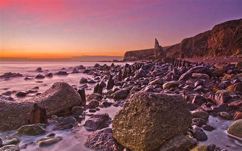 Rocks Stones Ocean Shore Sunset Hd Rocky Beach Nature Ocean Sunset