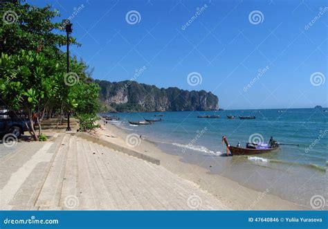 Long Tail Boats In Aonang Krabi Beaches And Islands Thailand Editorial