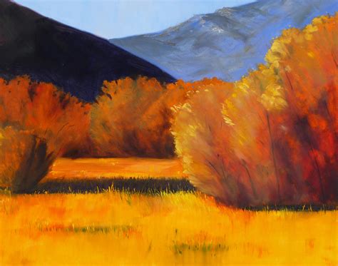 Autumn Field Painting By Nancy Merkle