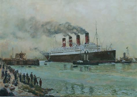 Ocean Liner Aquitania Oil On Canvas Thomas Kohler Ocean Cruise