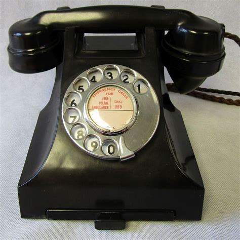 Vintage 1950s Black Bakelite Gpo Series 300 Dial Phone Telephone