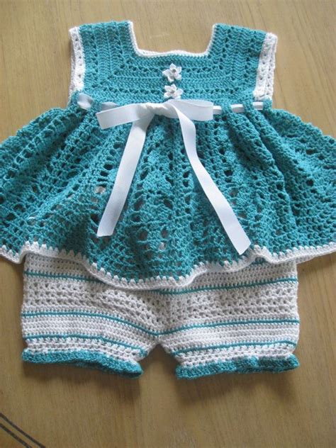 Crochet Pattern For Dress Bloomers Set Sunsuit Playsuit For Baby Girl