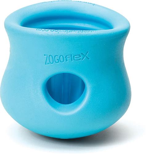 West Paw Zogoflex Toppl Tough Treat Dispensing Dog Chew Toy Aqua Blue