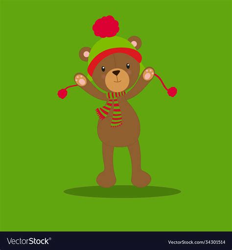 Christmas Teddy Standing 02 Royalty Free Vector Image
