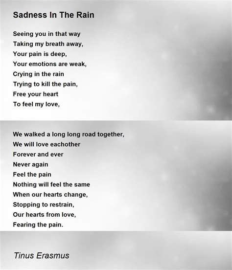 Sadness In The Rain Poem By Tinus Erasmus Poem Hunter