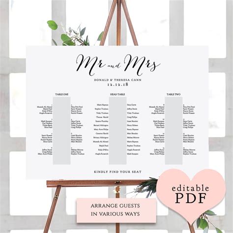 Banquet Seating Chart 3 Long Tables Banquet Table Plan Etsy