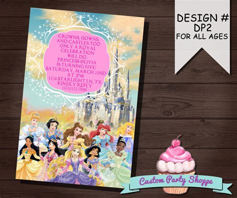 Disney Princess Printable Invitation By Custompartyshoppe On Etsy 7