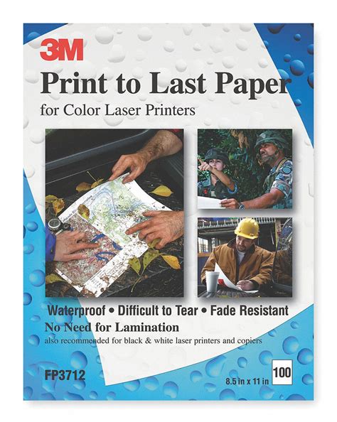 Waterproof Copier Paper 8 12 In X 11 In White Pk 100 Grainger