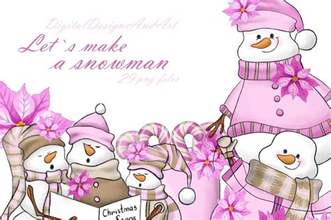 Cute Pink Snowman By Digitaldesignsandart Thehungryjpeg