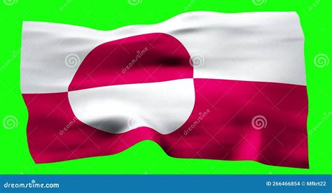 Flag Of Greenland Realistic Waving On Green Screen Seamless Loop Animation With High Quality