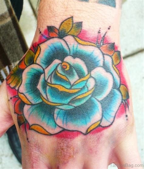 30 Fantastic Blue Rose Tattoos On Hand