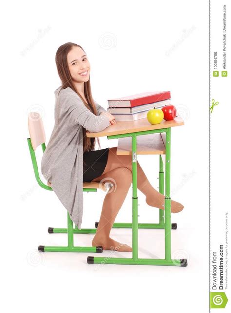 School Girl Sitting At A Desk Stock Photo Image Of Empty Learn