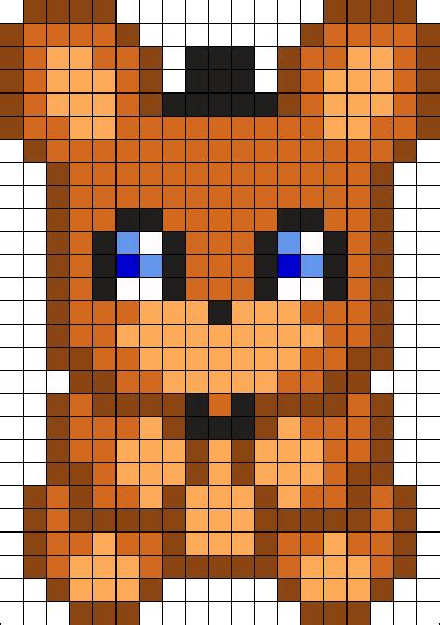 Freddy Plush Perler Bead Pattern Bead Sprite Pixel Art Grid Pixel