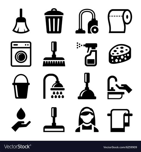 Cleaning Icons Set On White Background Royalty Free Vector