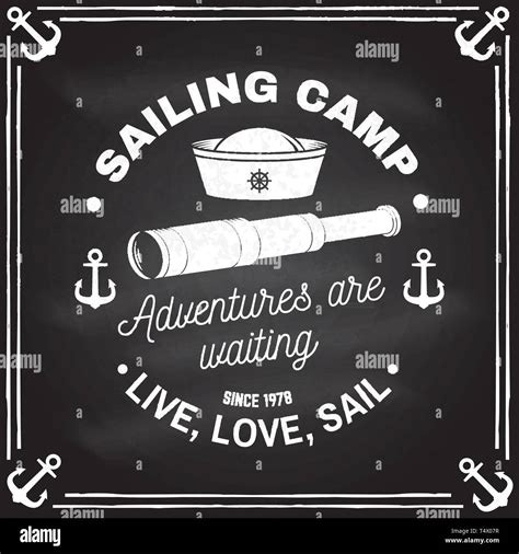 Summer Sailing Camp Badge Vector On The Chalkboard Concept For Shirt