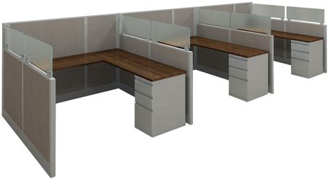 8x6 U Shaped Cubicle Workstations With Glass Dividers