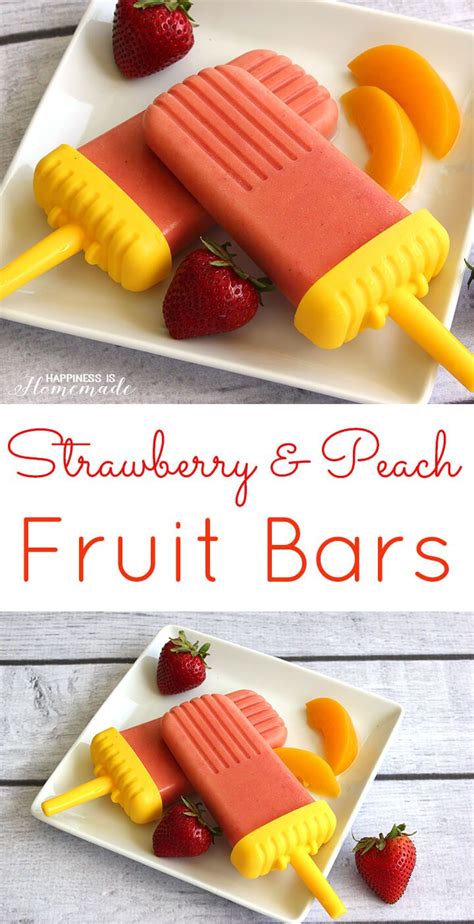 Strawberry And Peach Fruit Bar Popsicles Frozen Fruit Bars Frozen