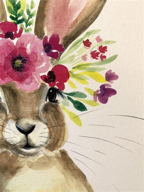 Floral Honey Bunny Watercolor Print In 2021 Bunny Watercolor Bunny