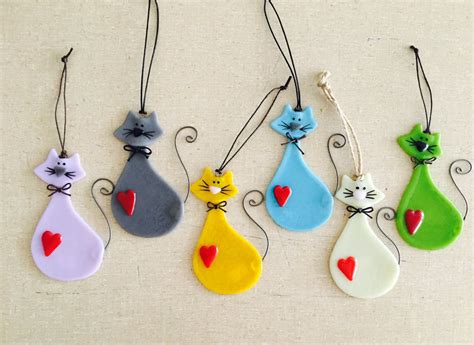 Fused Glass Cat Lover Ornaments Various Colors Available