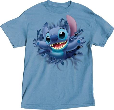 Disney Stitch Front Back Print Mens T Shirt Blue