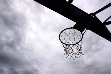 Basketball Hoop With Clouds Sky Stock Photo Image Of Perspective