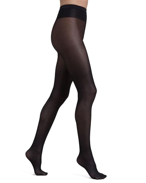wolford silk neon 40 glossy tights in black lyst
