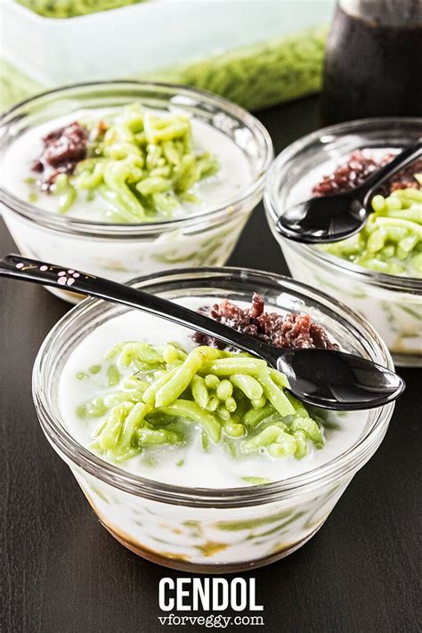 This is a malay dessert , served with palm sugar syrup and coconut milk. Cendol Recipe | V for Veggy